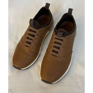 VIONIC Trent Sneaker Men 8 Toffee Brown Leather Laces Slip On Ortho Arch Support